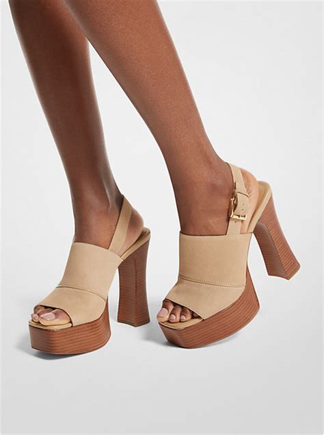 michael kors rye suede platform sandal|MICHAEL Michael Kors Rye Slip On Platform Slingback Sandals.